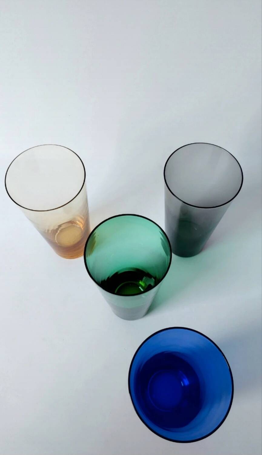 4 colored glasses 70s