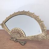 Miroir biseauté éventail laiton 38x20cm