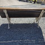 Antique garden bench made of cast iron and oak slats