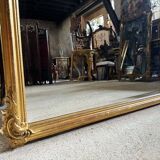 Napoleon III Period Fireplace Mirror in Gilded Wood with Louis XV Style Leaf