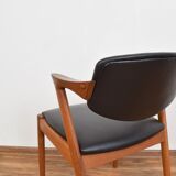 Mid-century danish teak and leather dining chair model 42 by Kai Kristiansen for Schou Andersen, 196