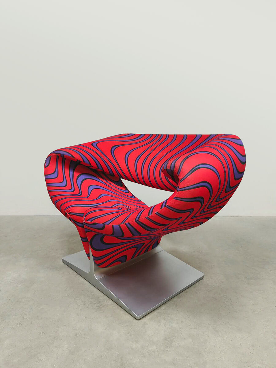 Fauteuil Ribbon vintage design néerlandais Pierre Paulin Artifort 'tissu psychédélique Jack Lenor Larsen'