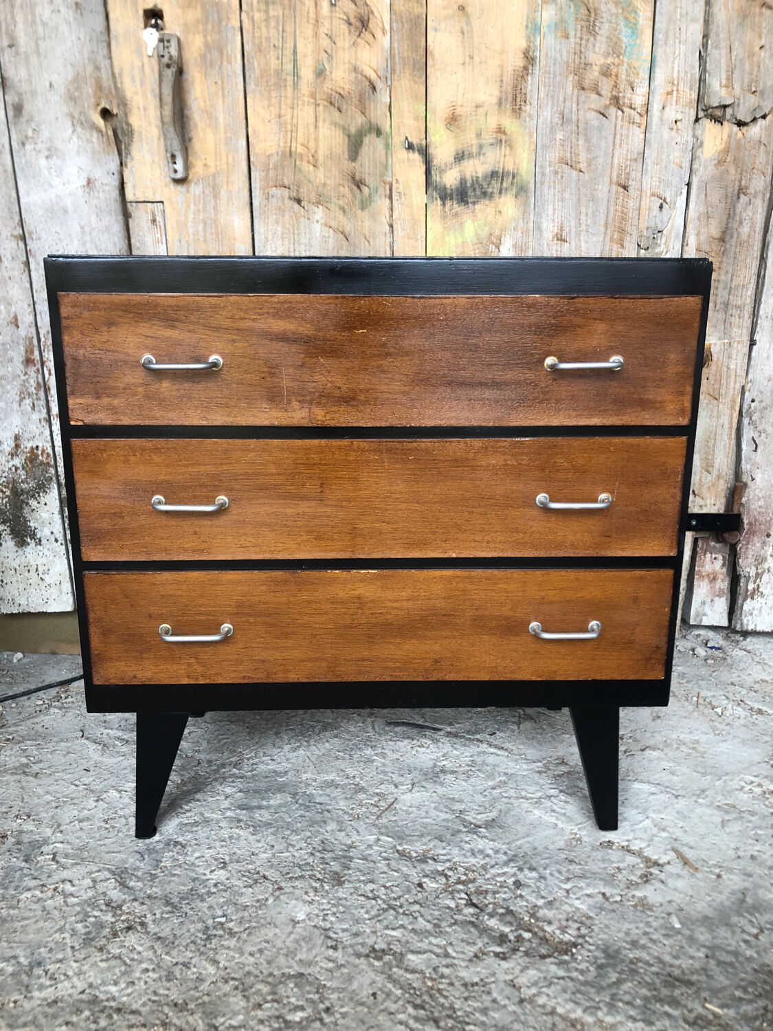 Black wood chest of drawers + 3 vintage black drawers #a143