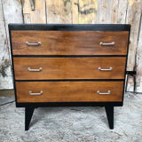 Black wood chest of drawers + 3 vintage black drawers #a143