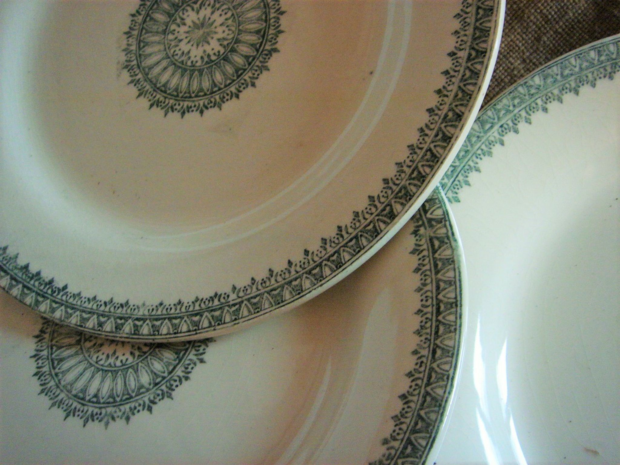 Set of 4 plates flat Creil and Montereau land of railway 1884-1920