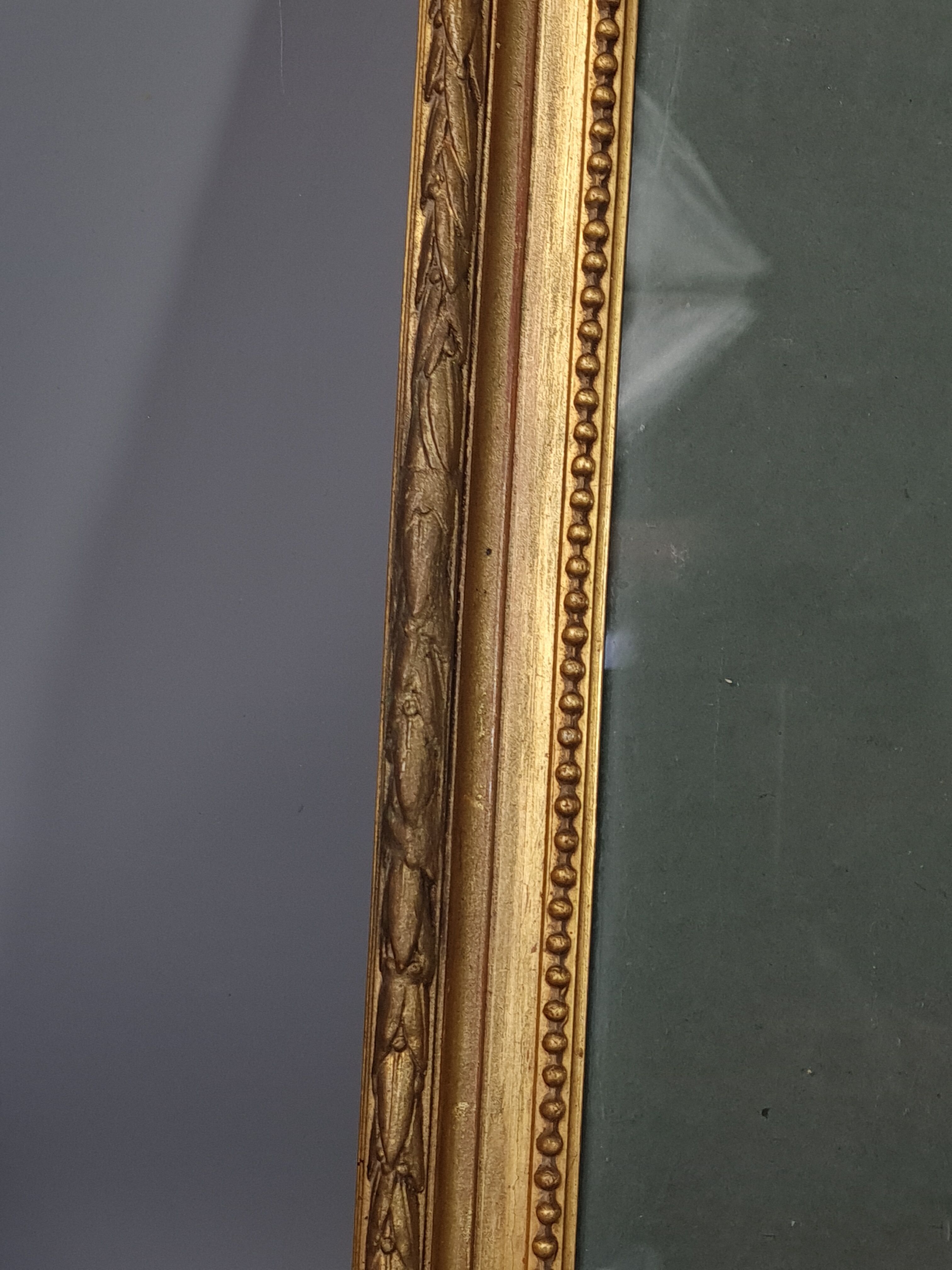 Old frame with keys, gilded stucco wood, pearl frieze 46x38 cm, foliage 40.3x32.1 cm + SB glass
