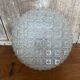 Ancien Plafonnier Applique Verre Moulé + Support Métal Années 70 Vintage #B793