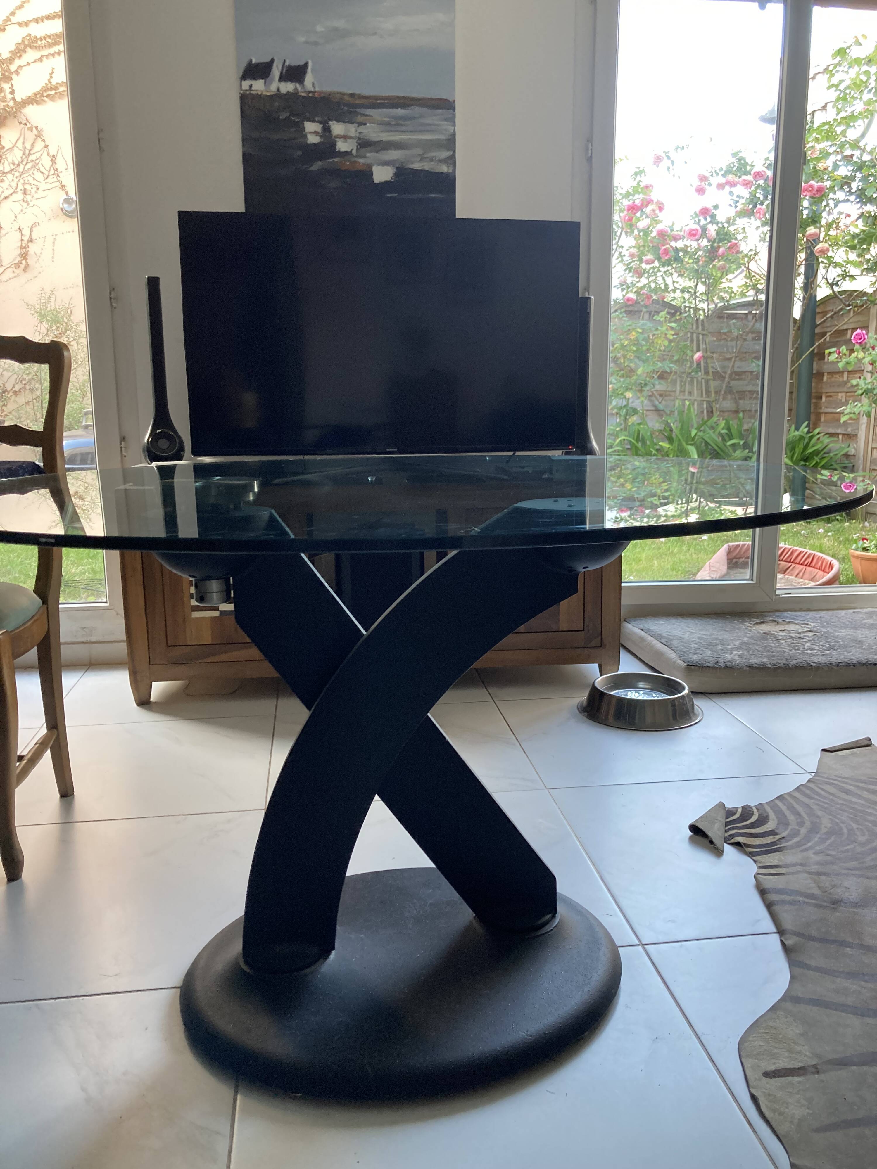 Roche bobois extendable glass dining table