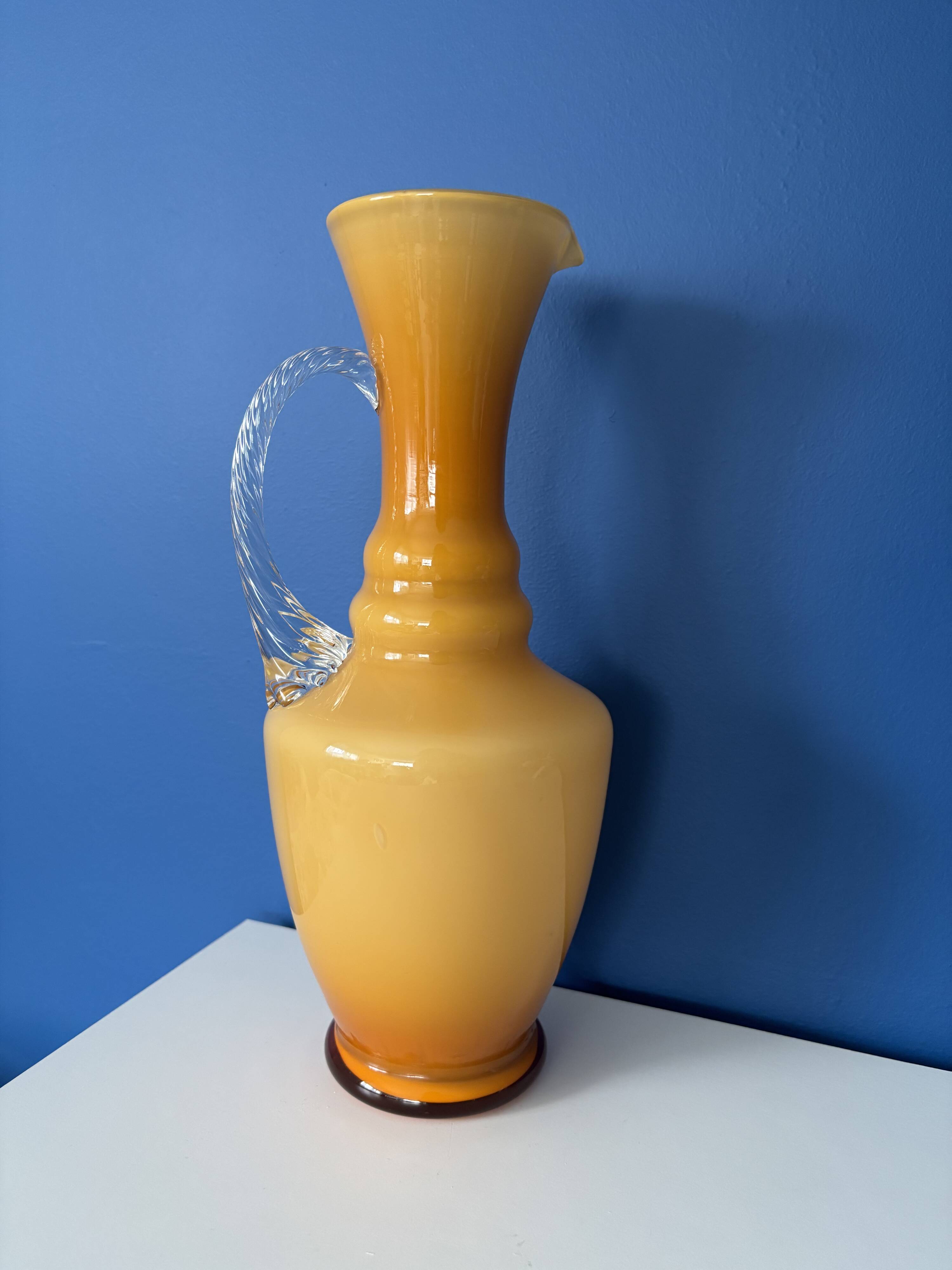 Vintage amber opaline vase retro mid-century glassware