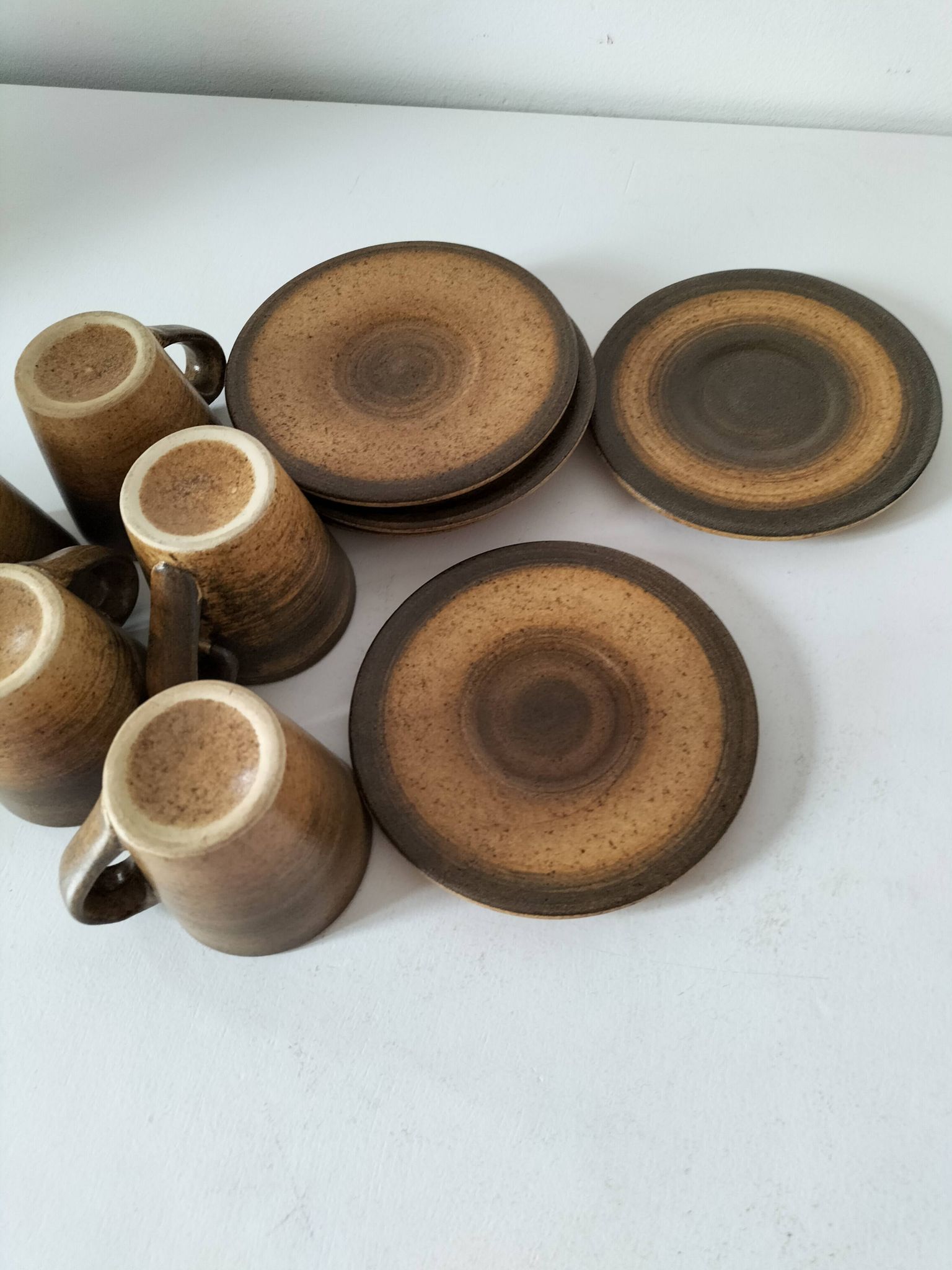 Set of 5 Longchamp France cups and 5 saucers in Japandi style