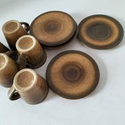 Set of 5 Longchamp France cups and 5 saucers in Japandi style