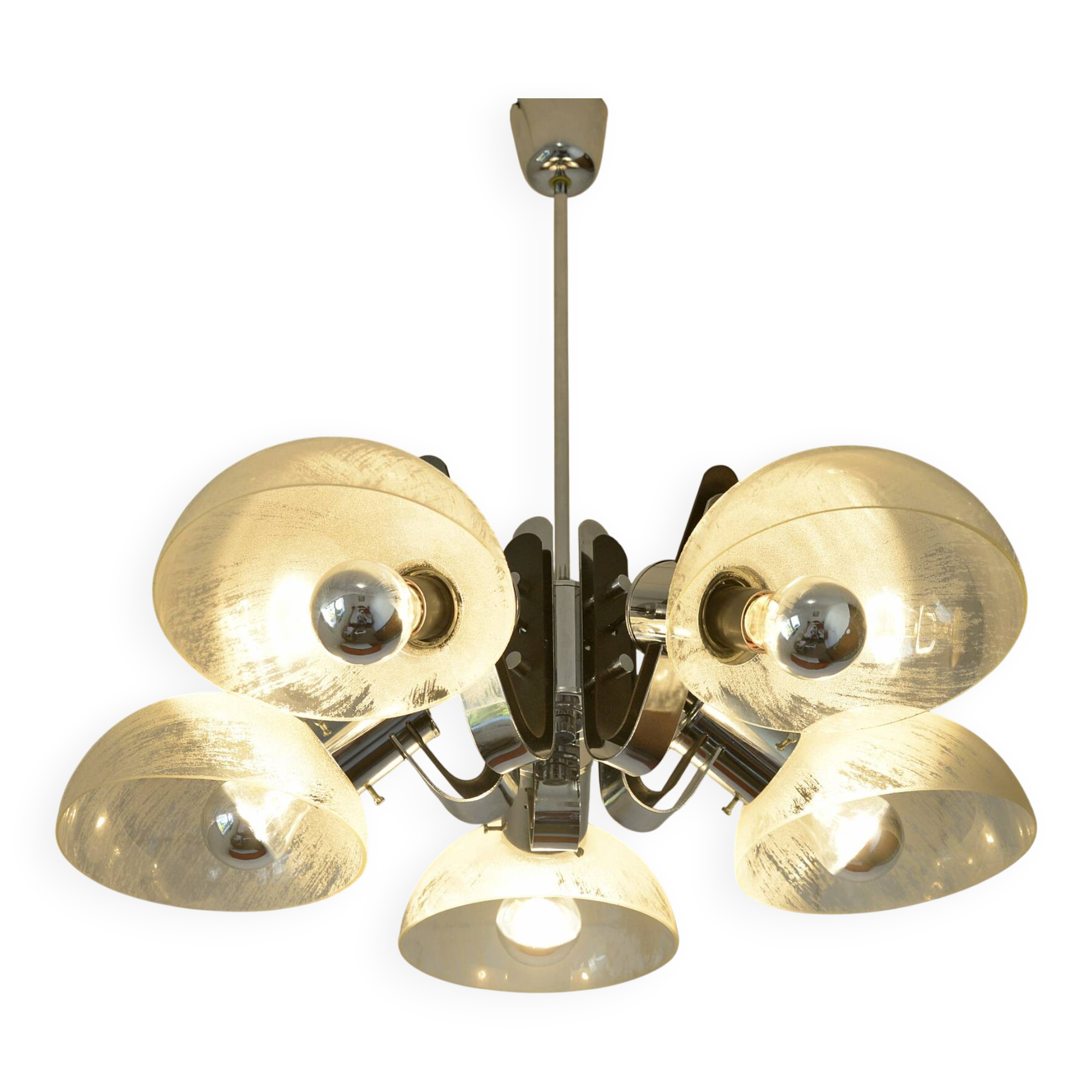 Vintage Mid Century Modern Sputnik Brutalist light Fixture Hanging Lamp