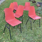 Set of 6 vintage red Fantasia chairs from the 1960s