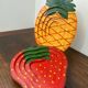 Pineapple and strawberry wooden trays