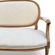 Louis XVI style bench, raw oak, ecru fabric, circa 1900s.