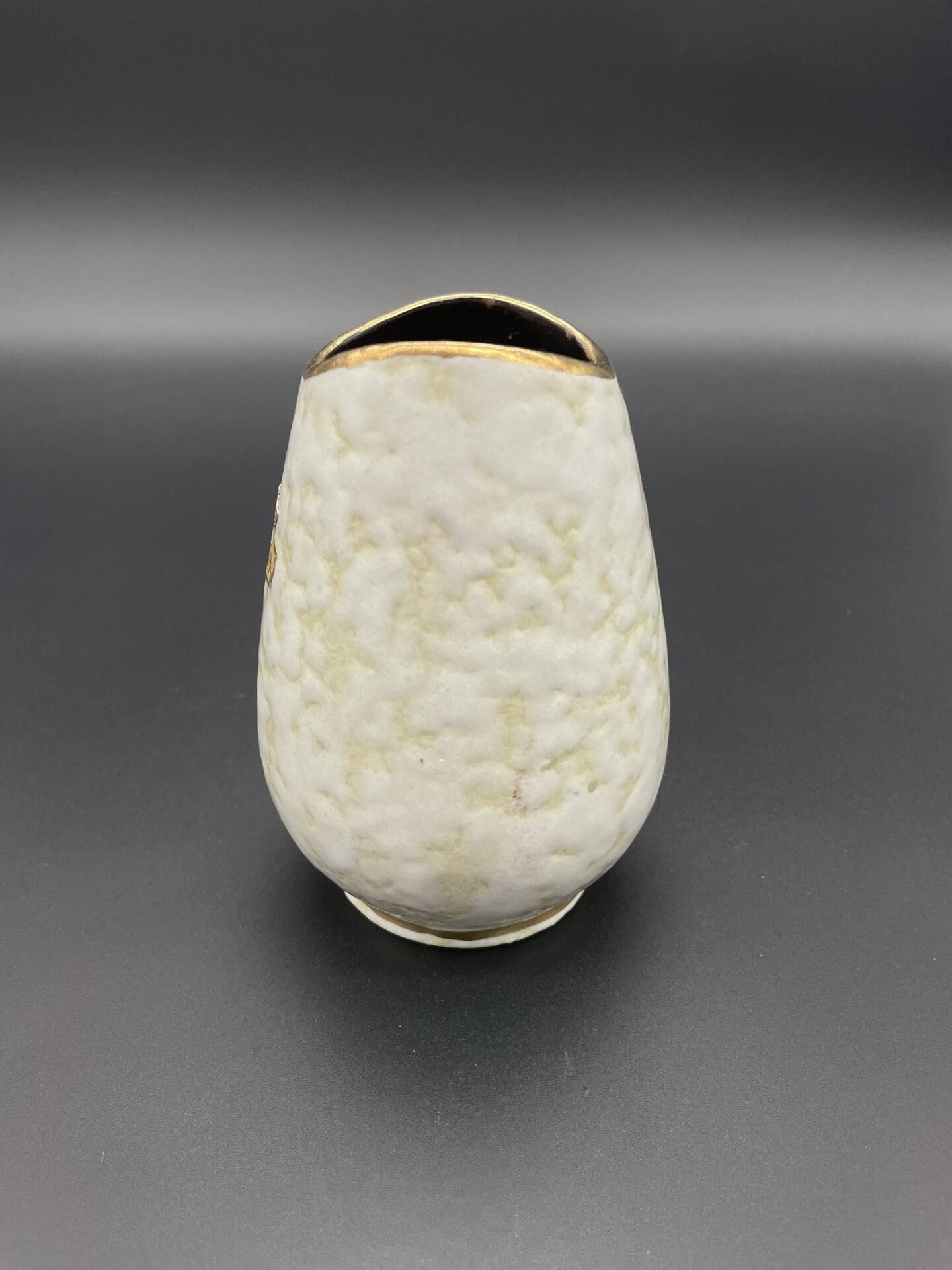 Small Bay Keramik vase with pearlescent glaze and gold trim.
