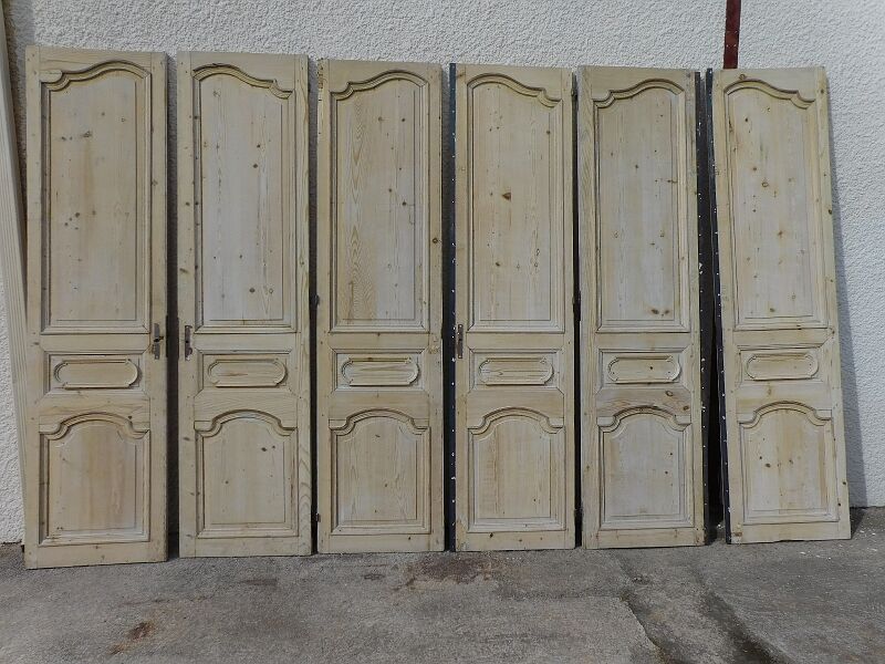 Set of 6 interior doors in fir of the nineteenth century