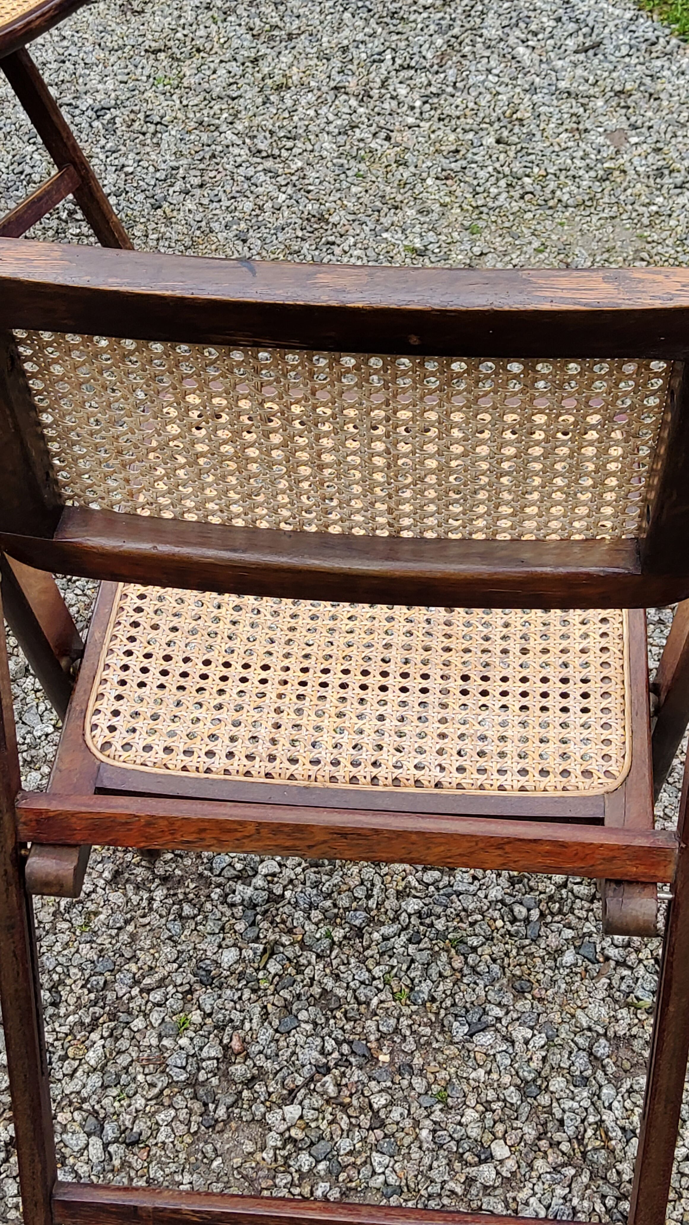 Set of 4 folding chairs wood and canning of the 70s