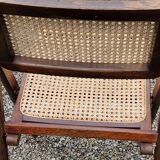Set of 4 folding chairs wood and canning of the 70s