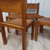 4 elm and leather chairs 1950