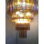 Murano Glass Amber and Violet Tronco Chandelier