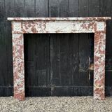 Louis XVI style fireplace in royal red and white Carrara marble circa 1900
