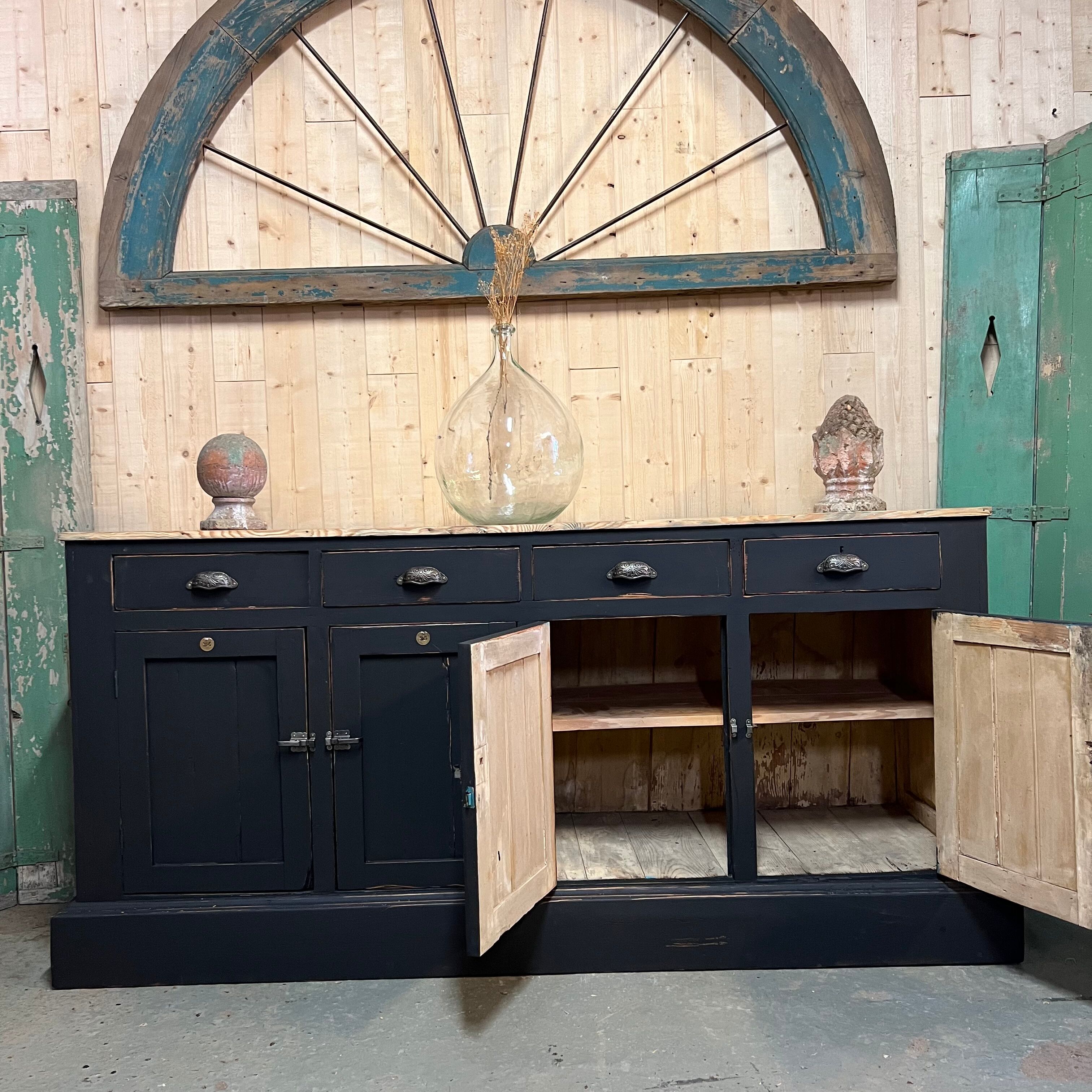 Black patinated workshop sideboard