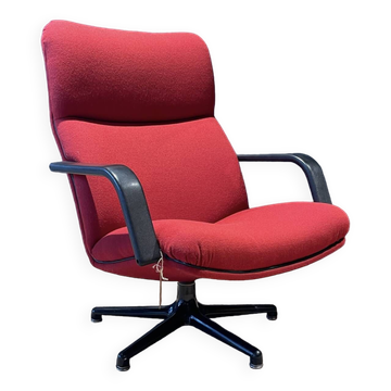 Geoffrey Harcourt F154 vintage swivel armchair for Artifort red fabric 70s