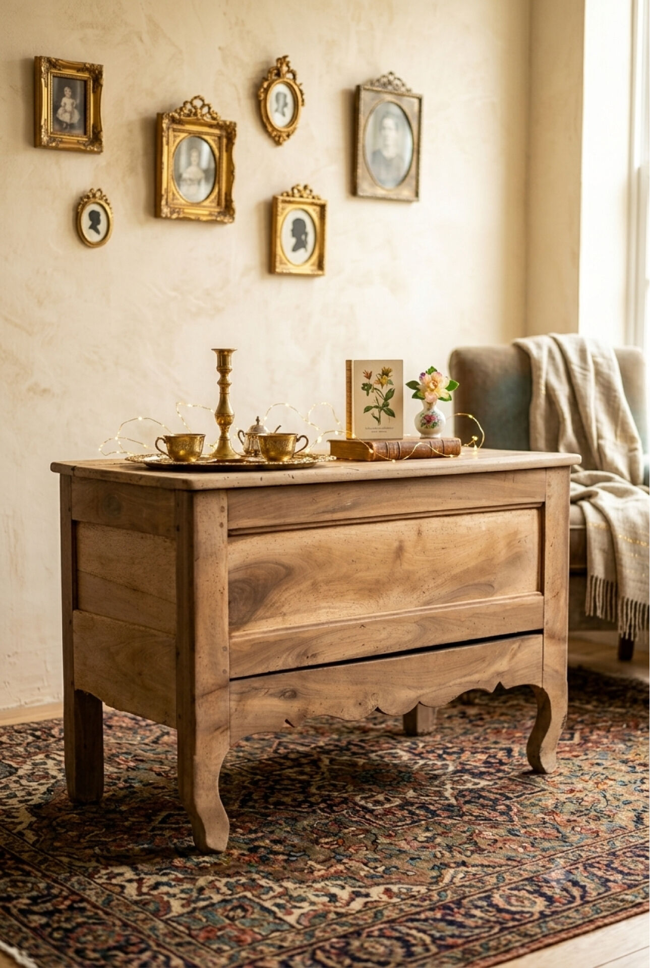 18th-century stripped chest in solid walnut