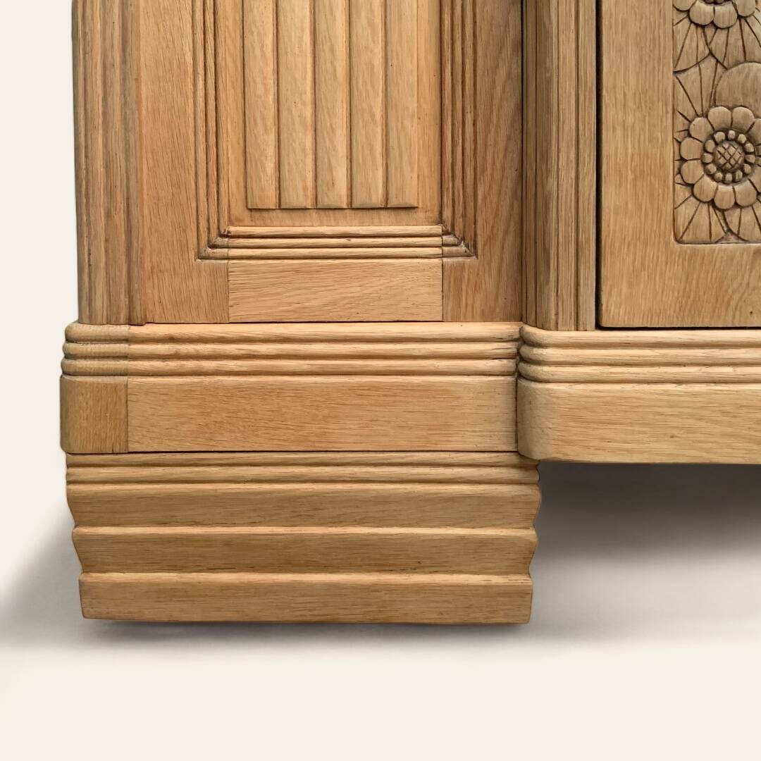 Parisian Art Deco style wardrobe in solid raw oak, 1950