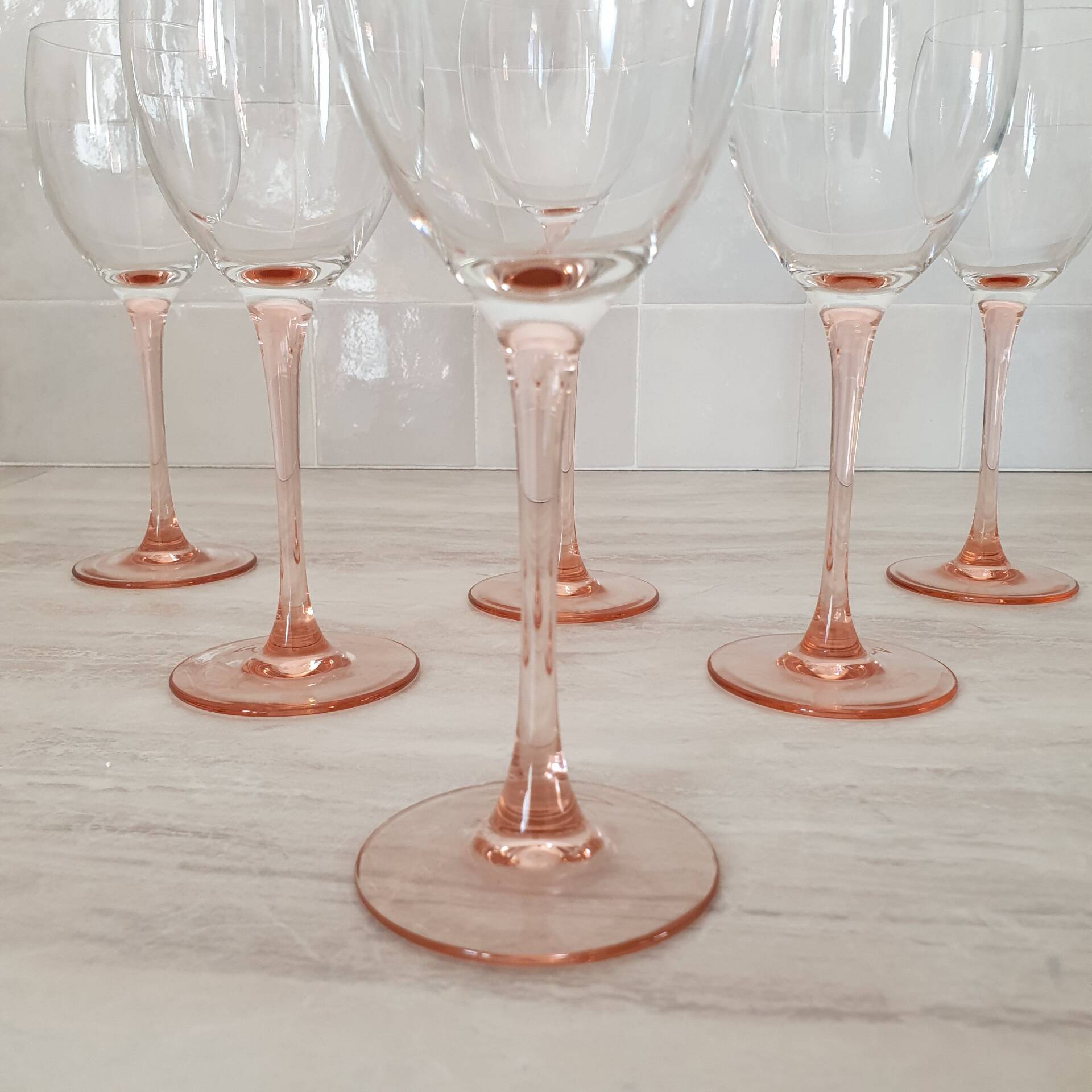 6 Verres à vin / verre à pied Rose