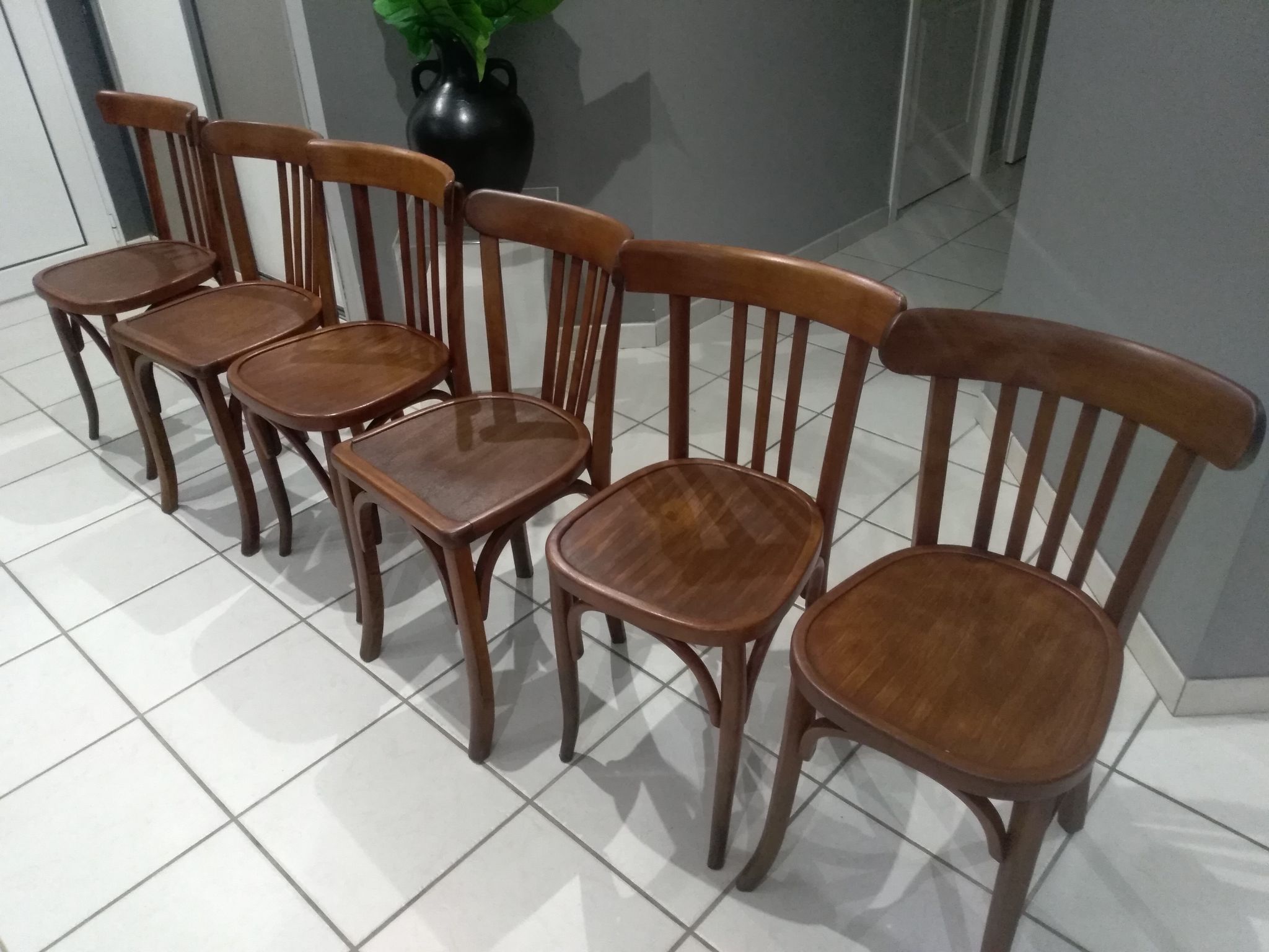 Suite de 6 chaises de bistrot Luterma année 1950