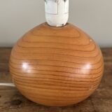 vintage wooden ball lamp small model with fabric shade 80's design