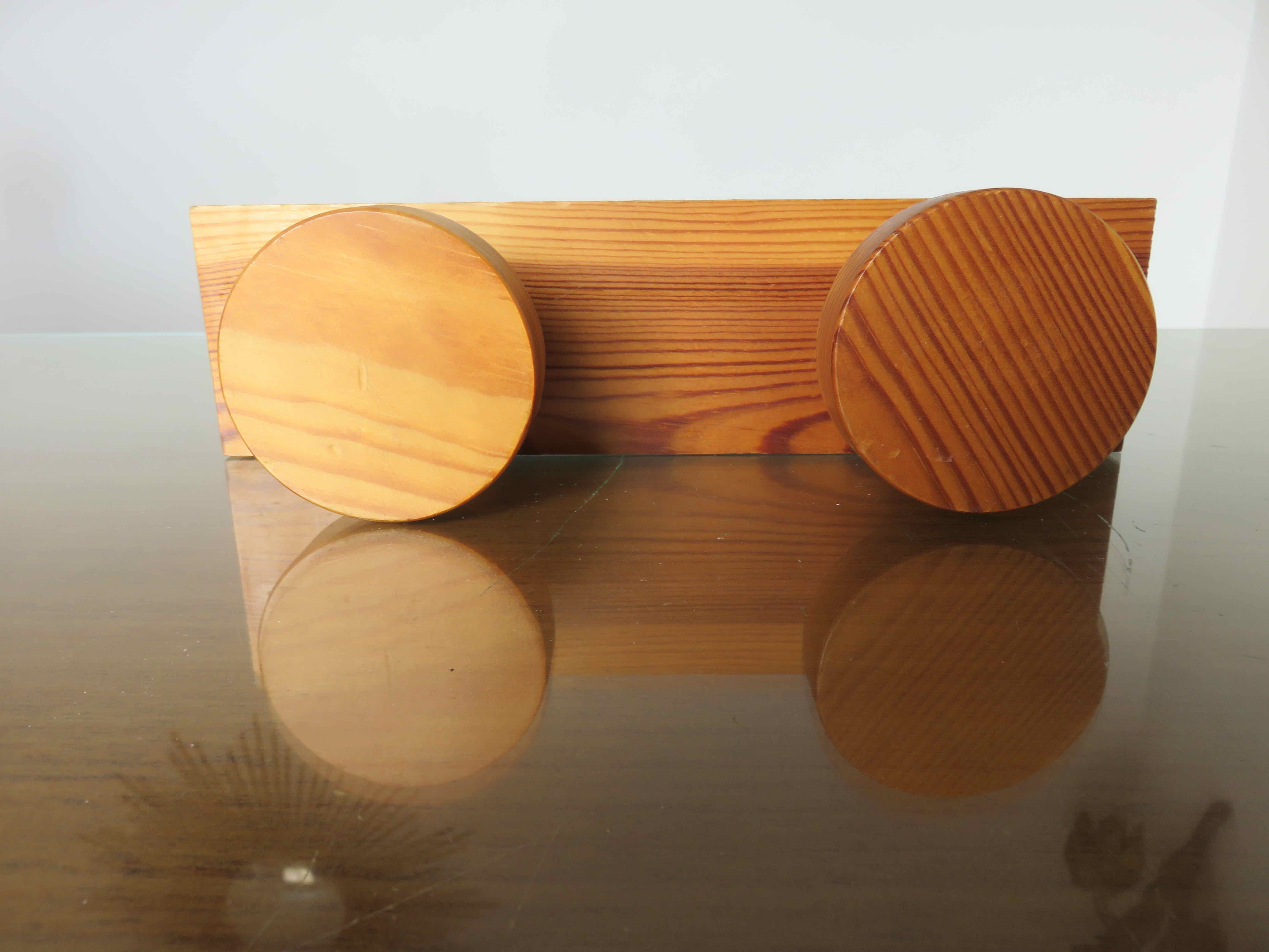Scandinavian wall coat rack, in 70s pine