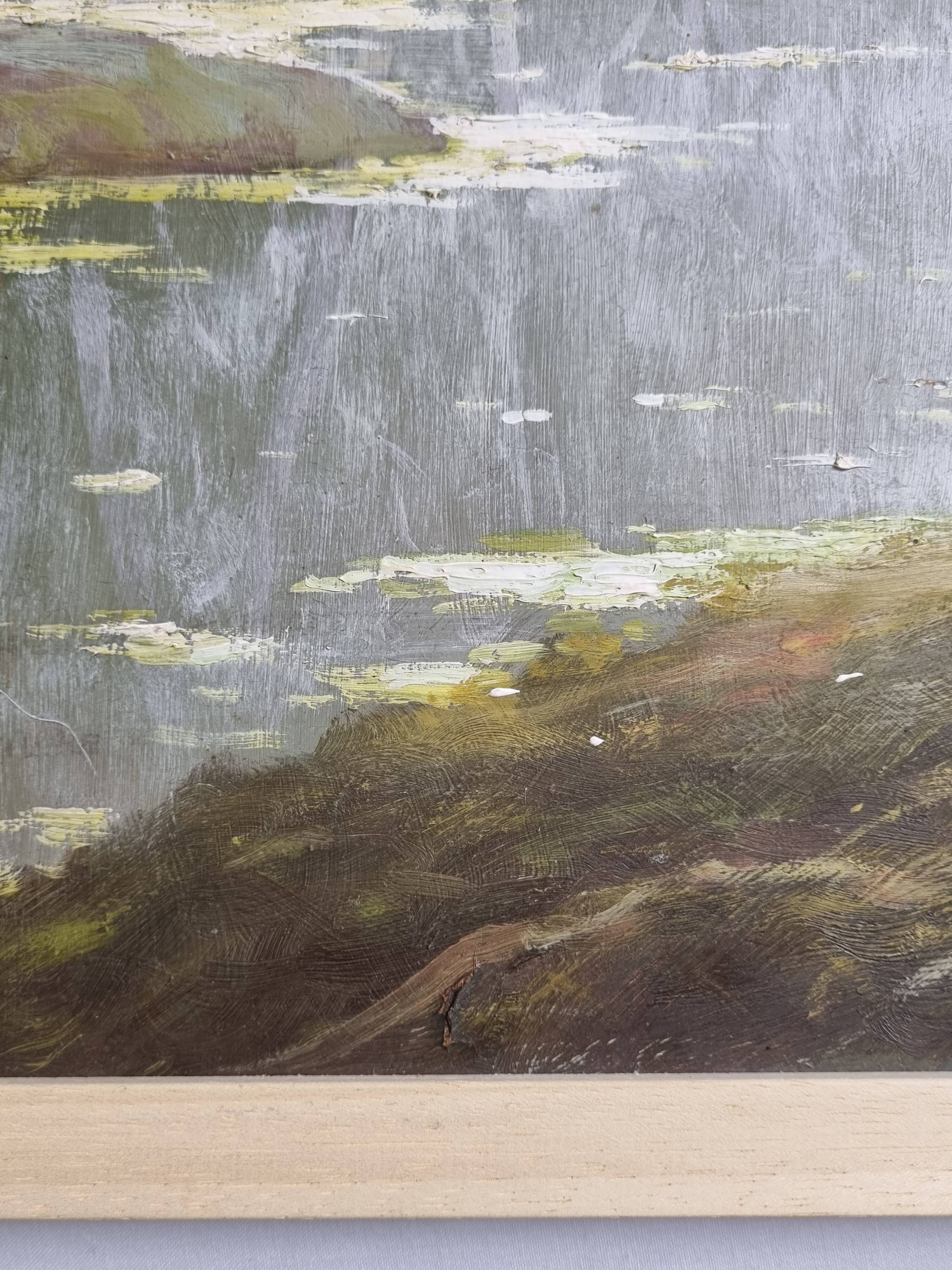 Oil on panel signed by Maurice Leuleu Autumn landscape 104x54 cm framed