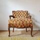 Antique cabriolet armchair in floral velvet – Louis XV style / Retro chic