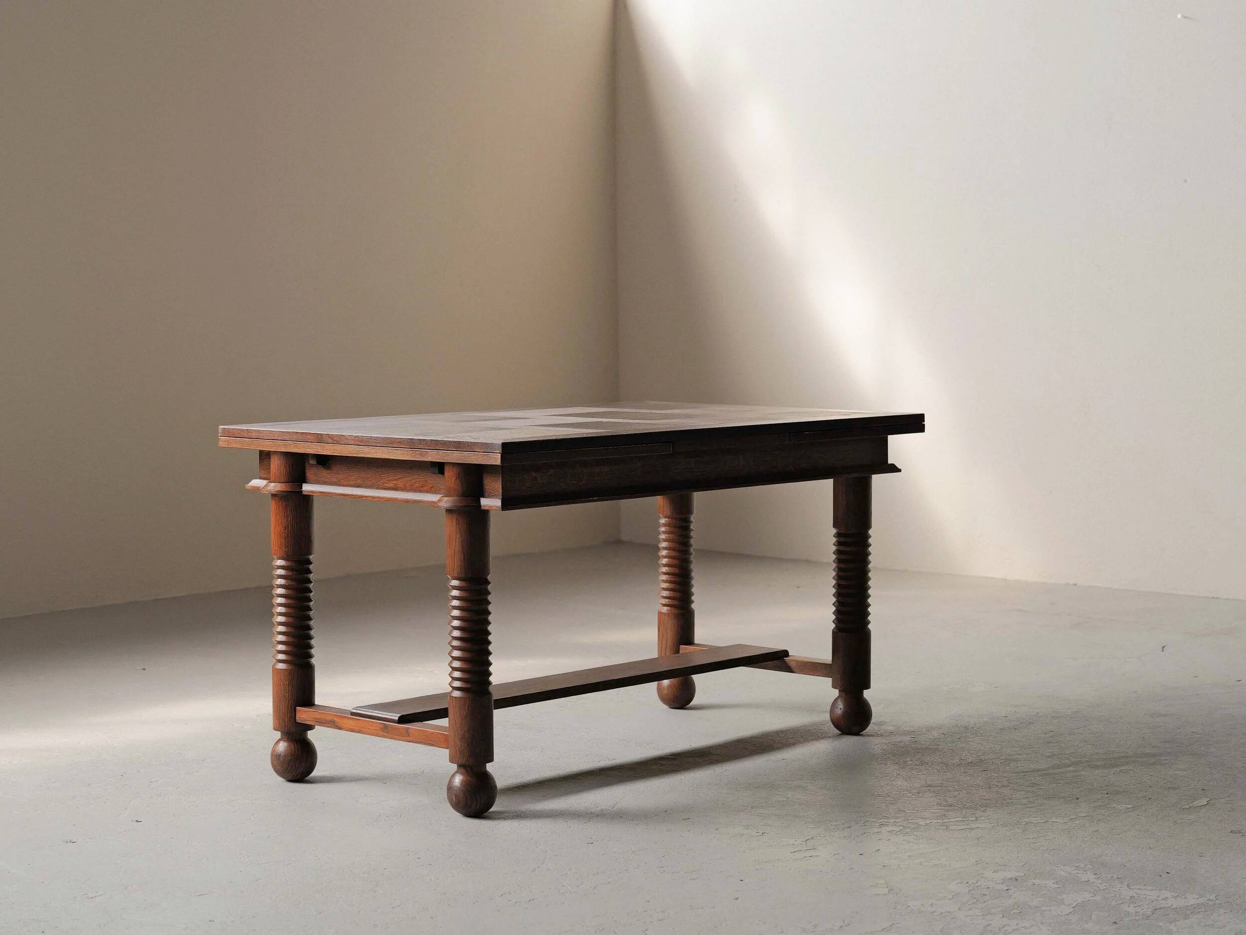 Modernist oak dining table, France, 1940–1950