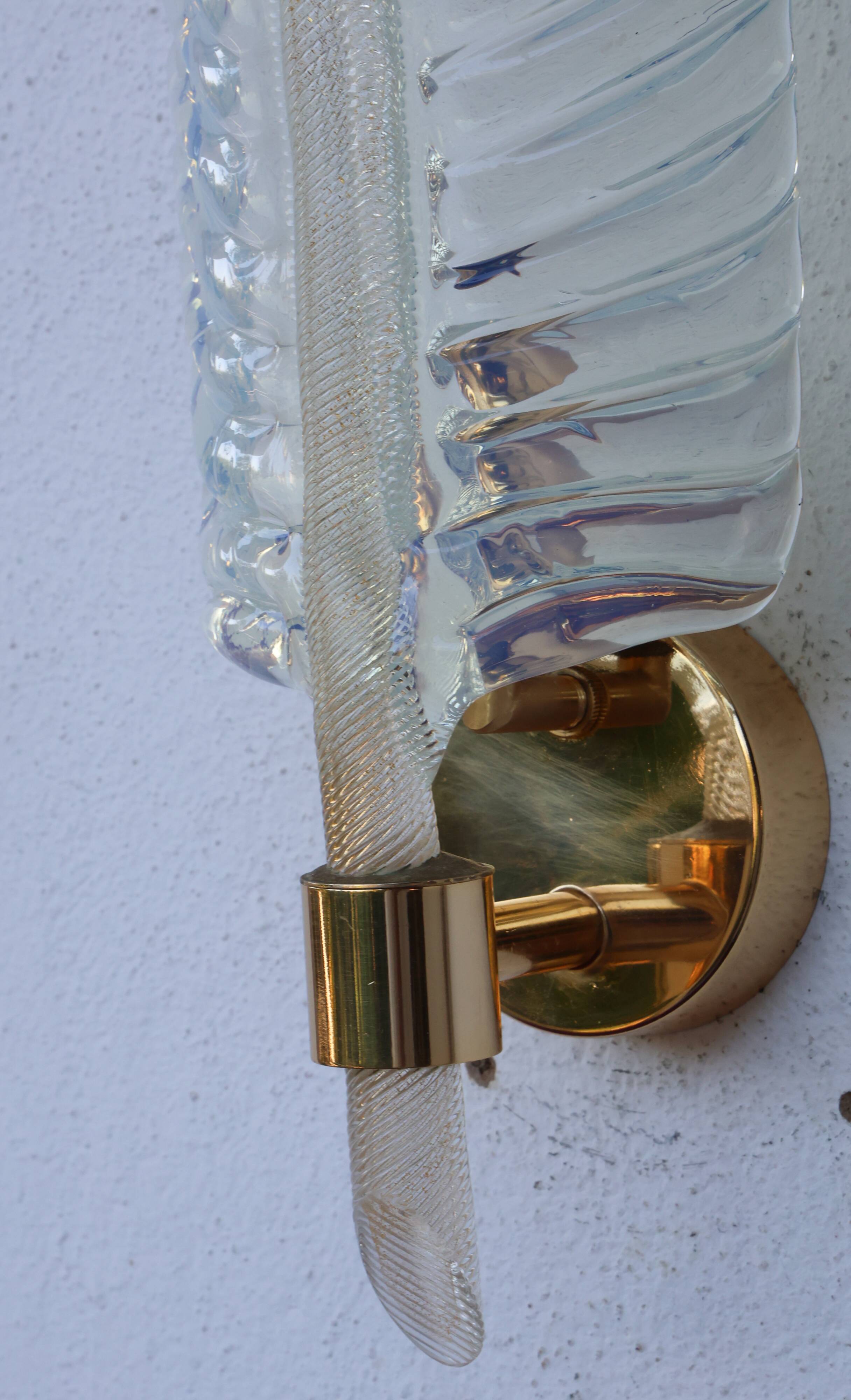 Rare Set of 2 Luxury Barovier e Toso Leaf Wall Light