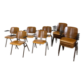Lot of 11 Marko Kwartet school chairs, anemia 70, Holland