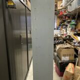 Industrial metal workshop desk storage unit with 10 flaps, 1950s.