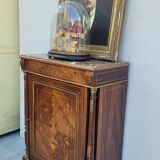 Buffet meuble d'appuie Napoléon iii en marqueterie florale et marbre 19ème