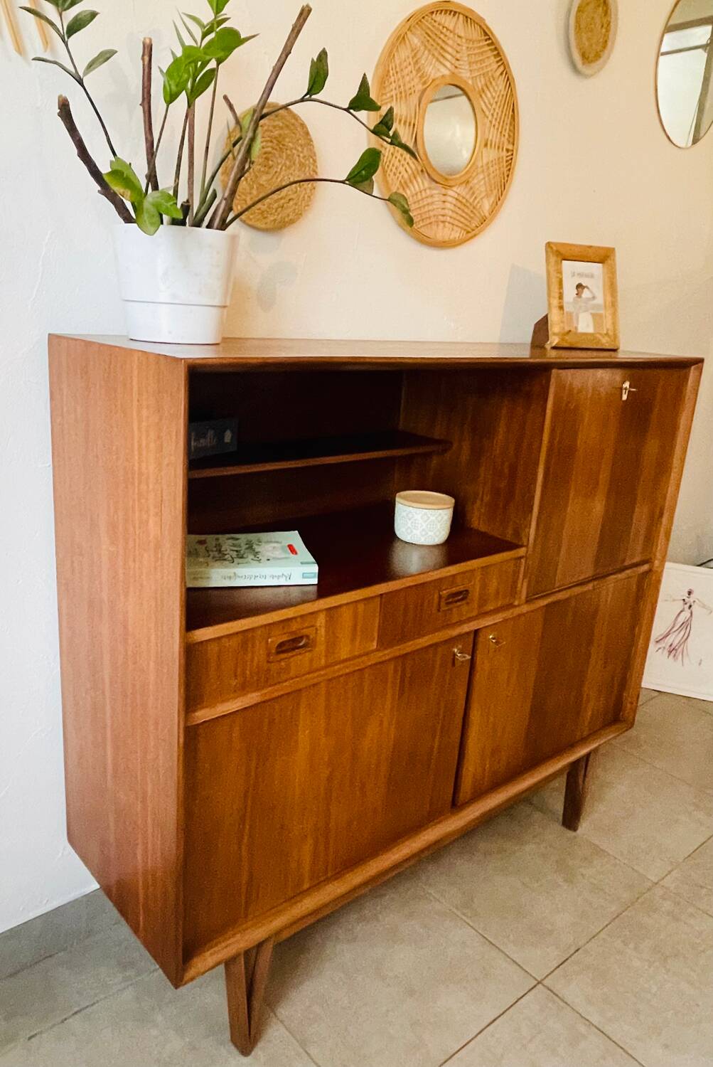 Vintage signed high sideboard / silver dresser