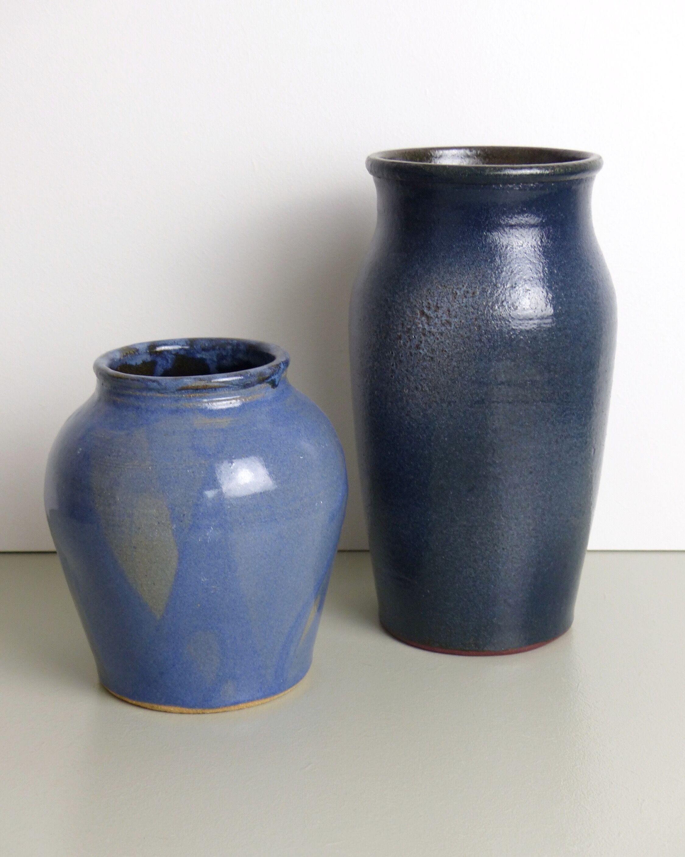 Blue ceramic vase signed