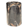 Black petrified wood side table with beige stripes, star pattern H35 D24.