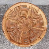 Low wicker and rattan stools, 1970s. (Set of 3)