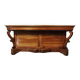 Comptoir de magasin du 19ème siècle en acajou et placage de bois de loupe avec dessus en marbre