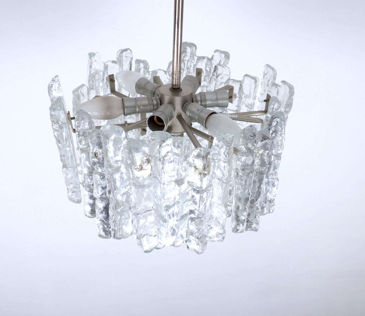 Ice Glass Chandelier by J. T. Kalmar for Kalmar Franken KG, 1960s