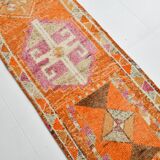 3x13 Runner Peach & Pink Handmade Long Hallway Vintage Runner Rug,79x399 Cm