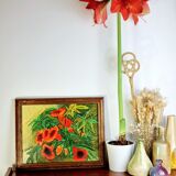Gouache on panel bouquet of bigognes signed