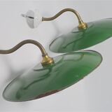 Duo of enamelled sheet metal wall lamps